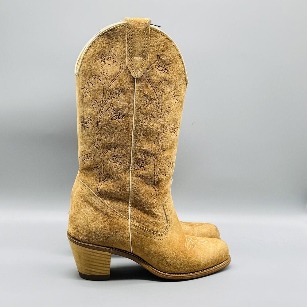 Wolverine Tan Suede Western Heeled Boots